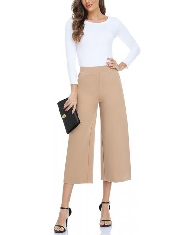 Wide Leg Pants for Women Business Casual Crop Palazo Dress Pants Capris Light Tan $21.20 Pants