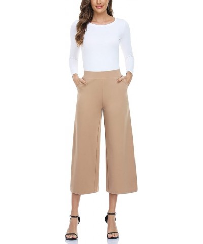 Wide Leg Pants for Women Business Casual Crop Palazo Dress Pants Capris Light Tan $21.20 Pants