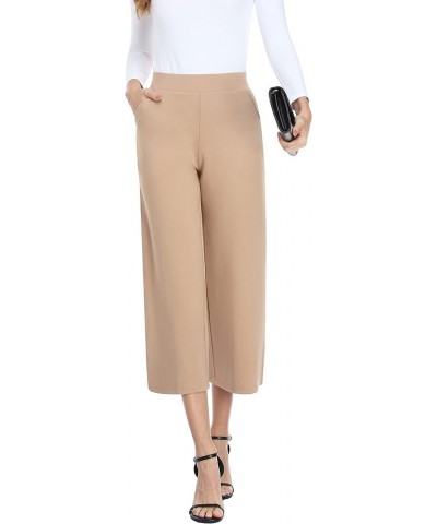 Wide Leg Pants for Women Business Casual Crop Palazo Dress Pants Capris Light Tan $21.20 Pants