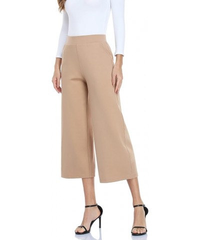 Wide Leg Pants for Women Business Casual Crop Palazo Dress Pants Capris Light Tan $21.20 Pants