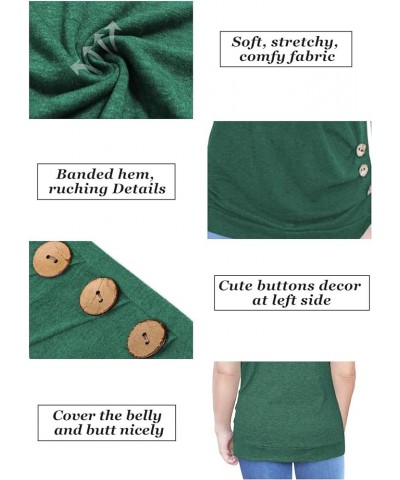 Womens Plus Size Tops Buttons Decor T Shirt Short Sleeve Tunics Blouses 04_green $17.09 Tops